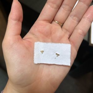 Small Mejuri earrings - worn once - “diamond” circle + line style